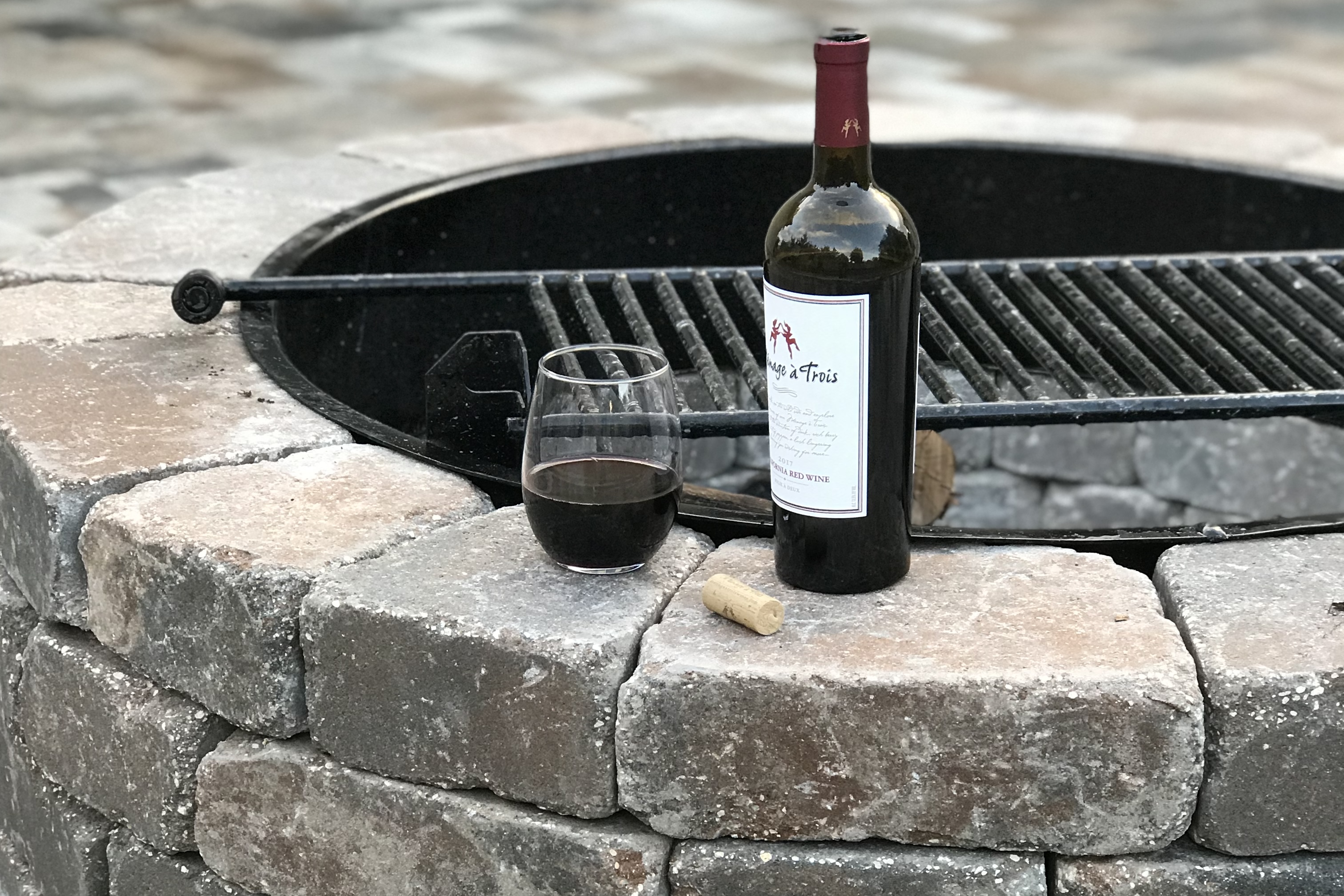 wine bottle over firepit